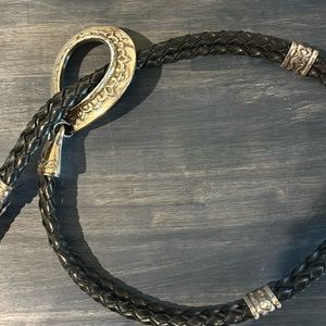 Vintage black braided belt